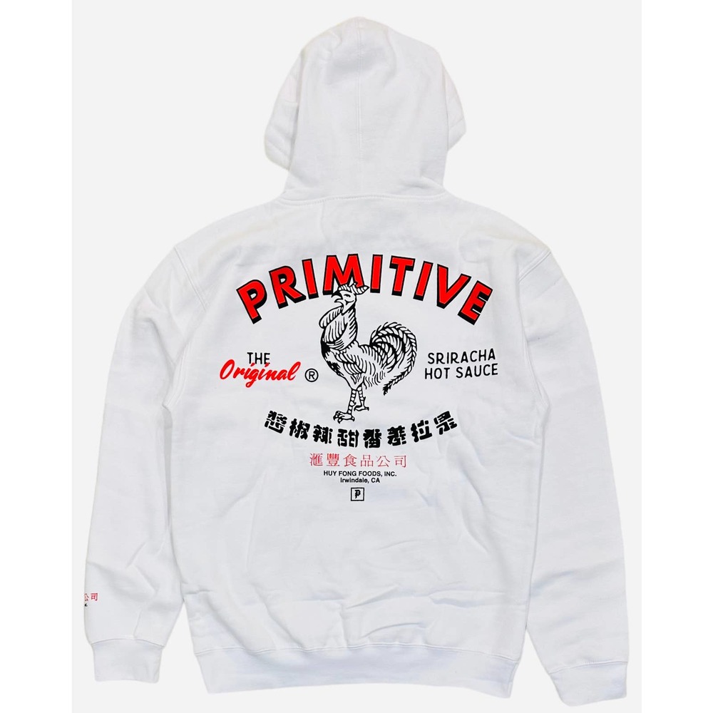 Primitive Skate Men's X Huy Fong OG Sriracha Hot Sauce White Hoodie Sweatshirt